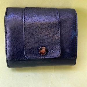 Vintage black genuine leather trifold wallet